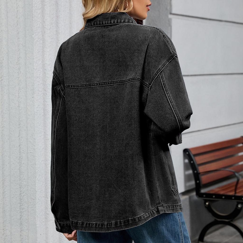 Women's Fashion Casual Solid Color Denim Jacket Short Top