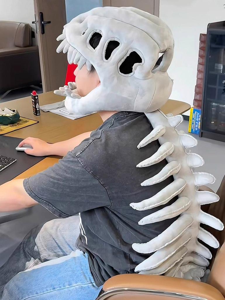 Толстовка Скелет Динозавра Плюшевая Игрушка Косплей Шапка Кукла Подарок