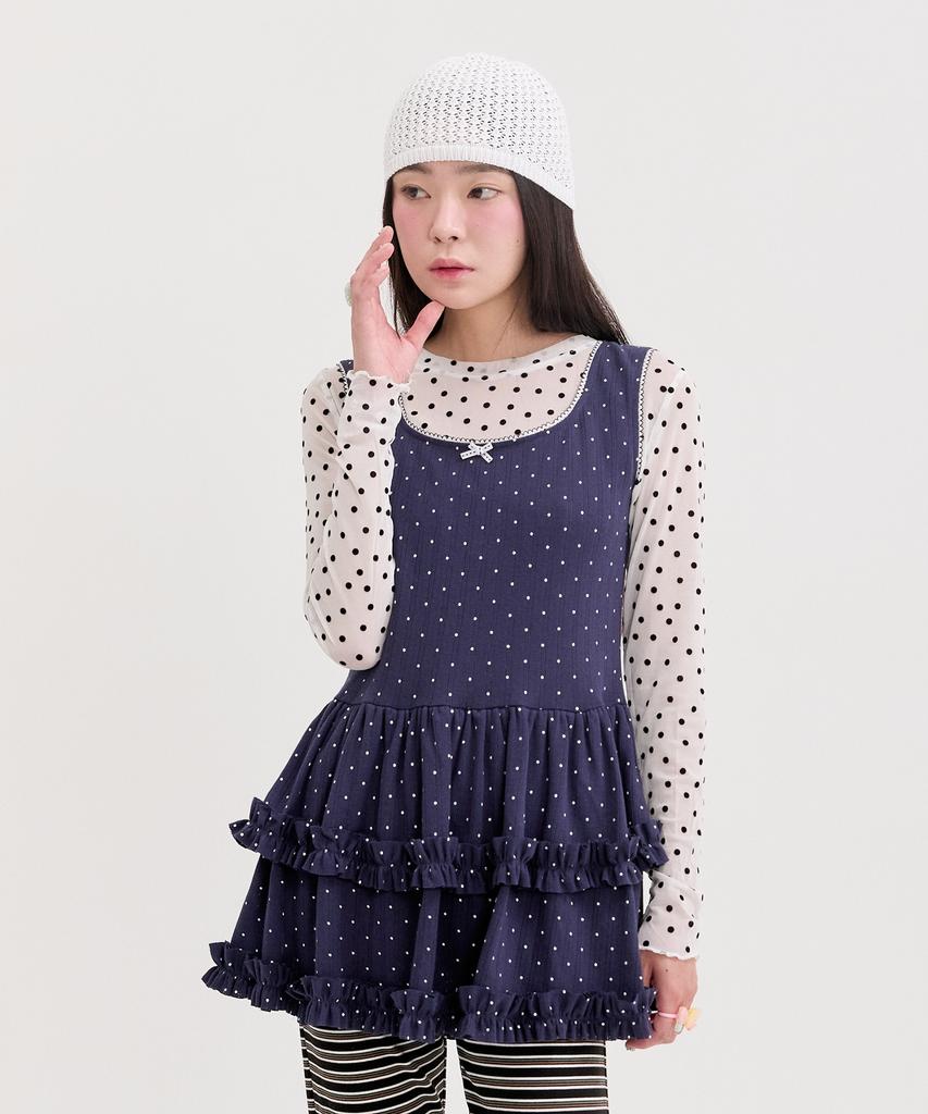 Nep Nep Layered Dot Frill Dress_Navy
