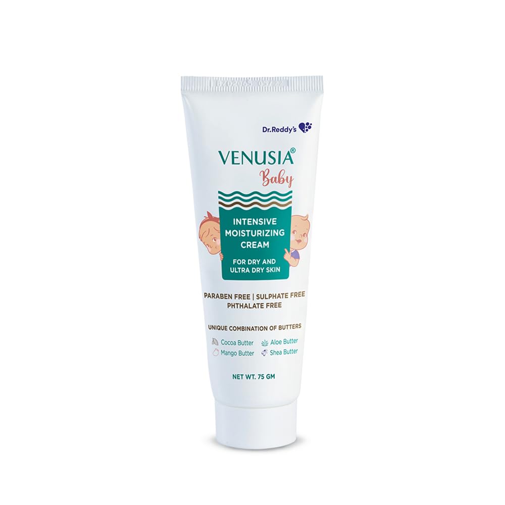 VENUSIA Dr. Reddy's Baby Intensive Moisturizing Cream 75g Pack of 2 | Gentle Hydrating Skin Care with Shea, Aloe, Cocoa & Mango Butters