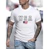 USA Letter American Flag Pattern Fun Printed Cotton Men's T-shirt Fashion Loose Casual Daily Large Hip Hop Street T-shirt