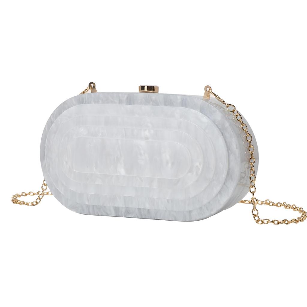 Винтажная вечерняя сумочка в форме ракушки из акрила с цепочкой - модный мраморный дизайн для женщин