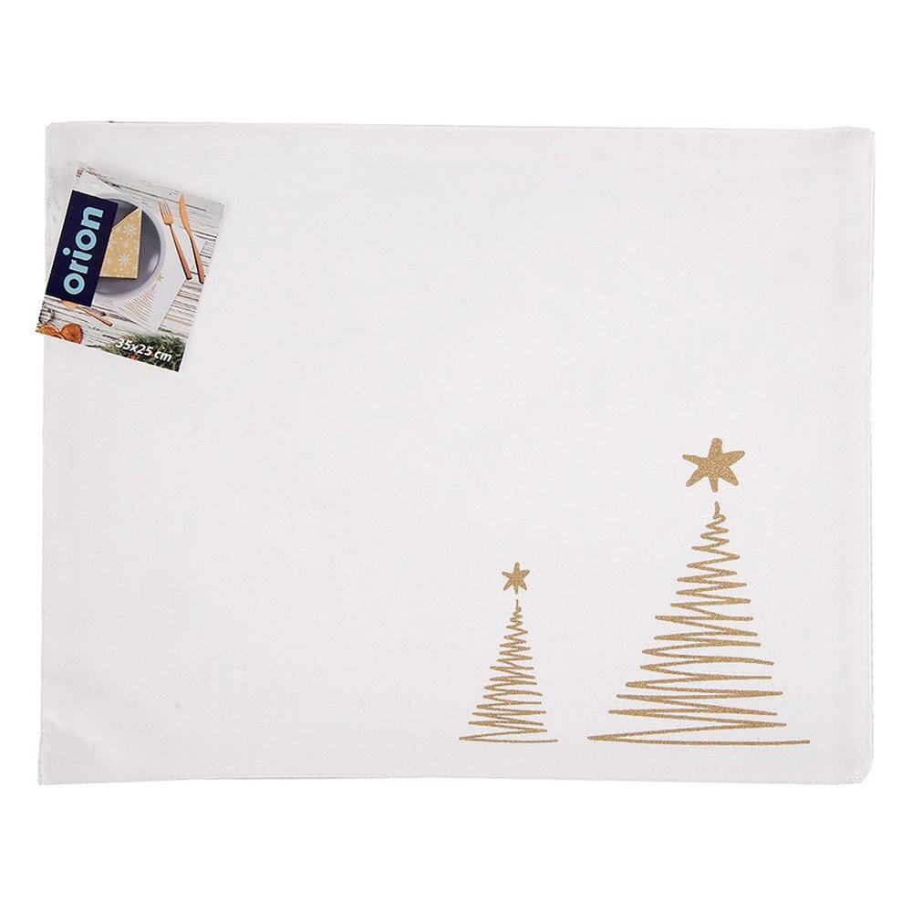Christmas white cotton table mat CHRISTMAS TREE 33.5x26 cm