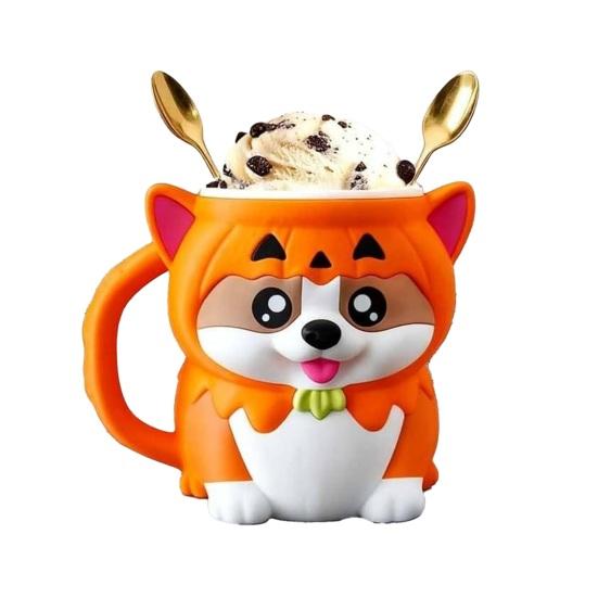 Держатель для пинты мороженого корги с толстовкой с тыквой, чехол с изолированными рукавами, охладитель, очаровательные контейнеры для пинты мороженого на собачью тематику для пива, газировки, десерта