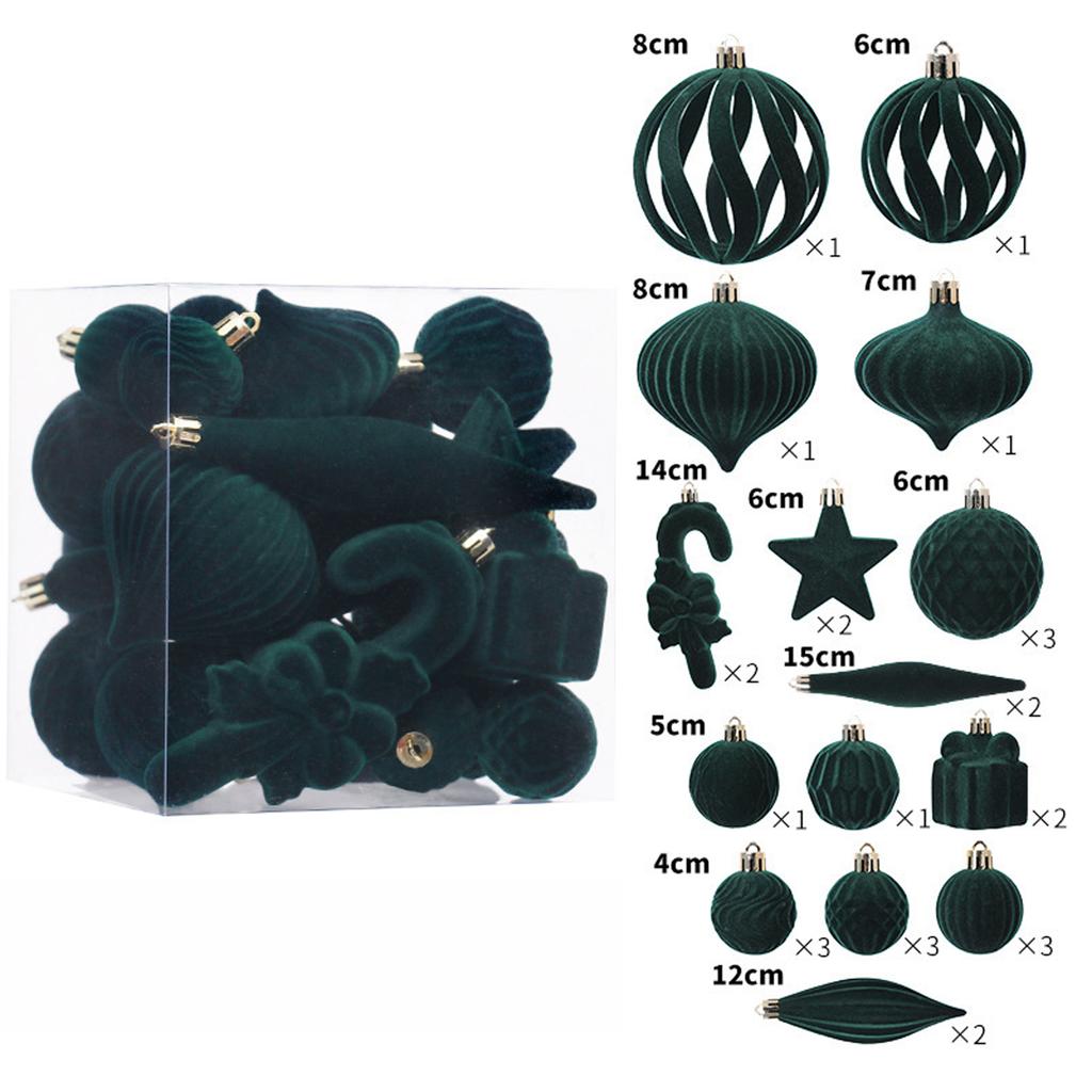 Набор рождественских украшений из 28 предметов, Набор рождественских шаров премиум-класса с флокированным покрытием, Украшения для рождественской елки, Подвесные украшения, Декорации для сцены.