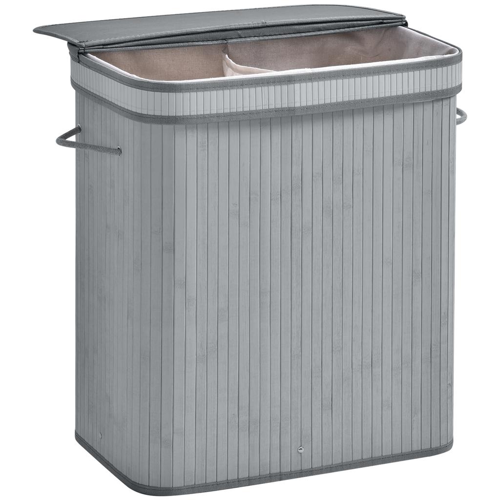 100L Natural Wood Laundry Basket A Compartment w/Flip Lid Removable Lining Handles Board Base Foldable Durable Water-Resistant Dirty Clothes Storage