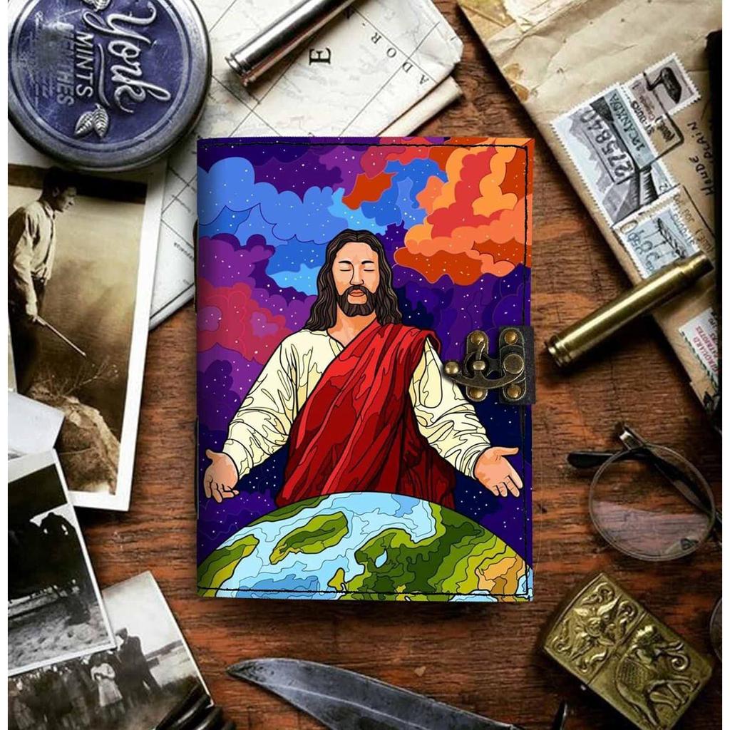 Combo Leather Diary Leather Mother Earth Printed Diary    Leather Jesus Above Earth Portrait Diary
