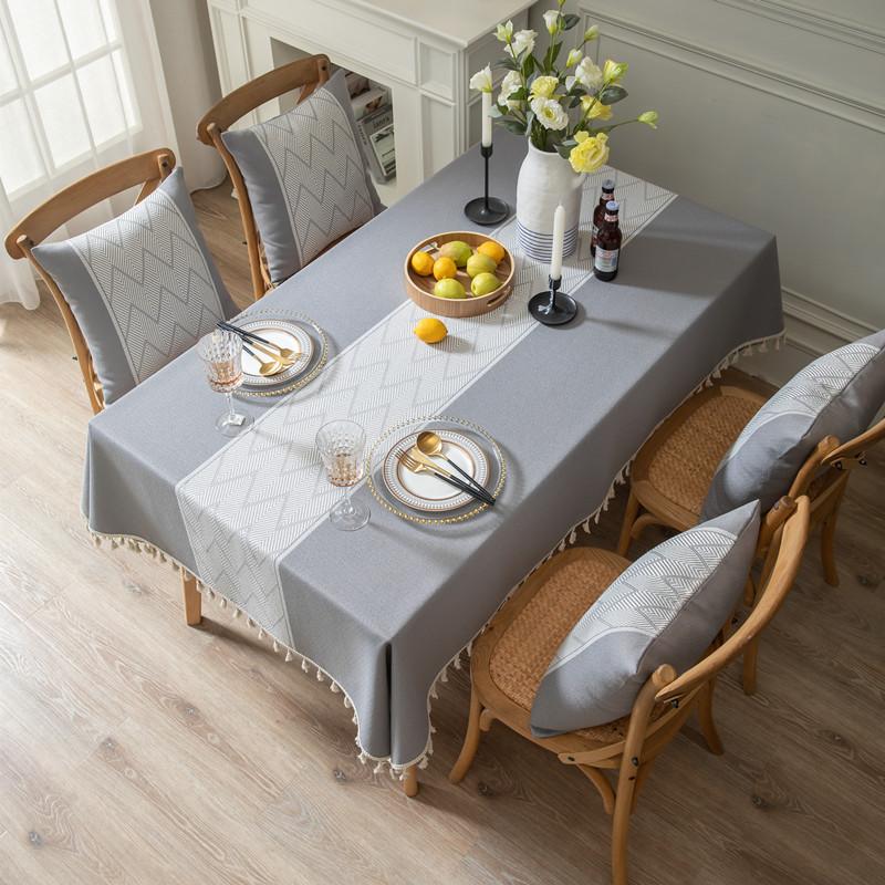 Полиэстер Жаккард Скатерть с бахромой Большая волна Прямоугольная Скатерть для кофейного столика Обеденного стола Кружево