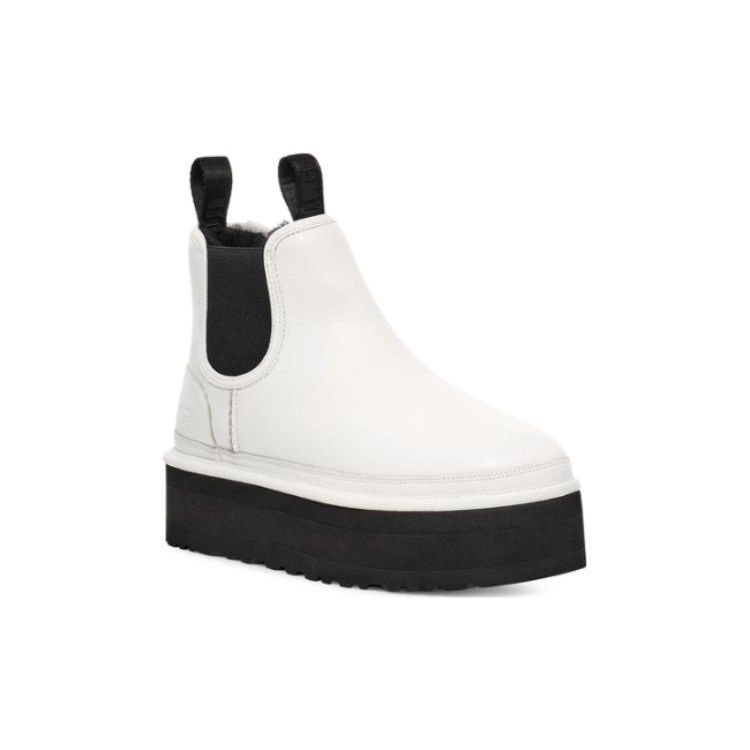 UGG Кожаные повседневные удобные короткие ботинки челси на толстой подошве женские ботинки Pebble-White 1130533-PDWH