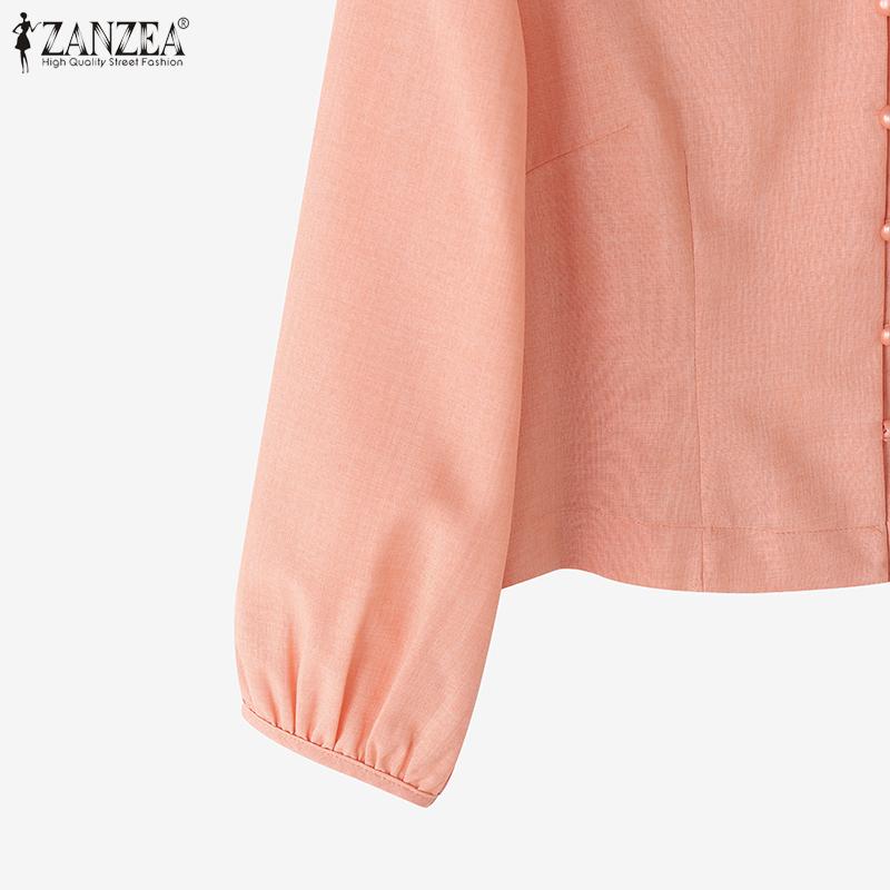 ZANZEA Женская повседневная блузка свободного кроя с V-образным вырезом и рукавом 3/4