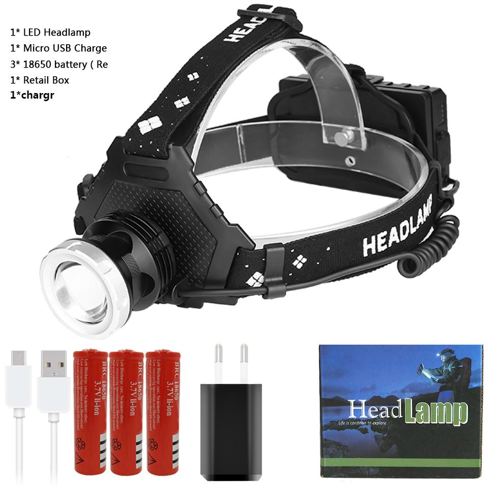 Супер яркий XHP90.2 USB перезаряжаемый светодиодный налобный фонарь XHP70.2 Самая мощная фара для рыбалки, кемпинга, ZOOM, фонарик с аккумулятором 3*18650