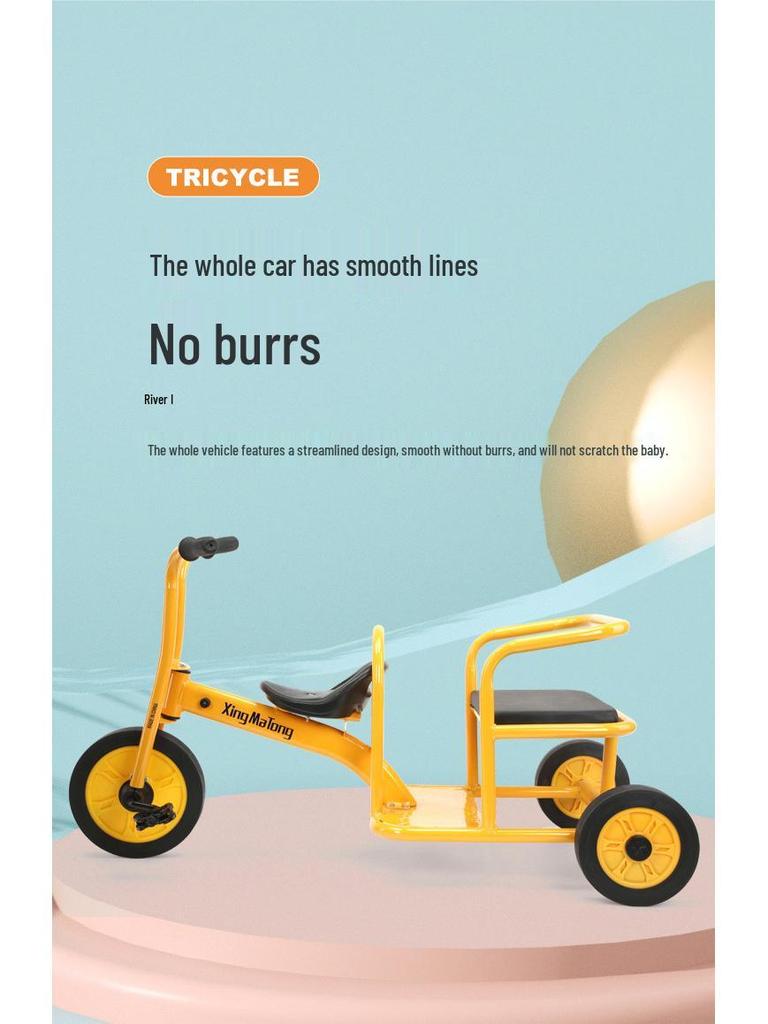 Детский трехколесный велосипед с двумя сиденьями и поворотным механизмом: Педальный велосипед для помещений/улицы для раннего развития