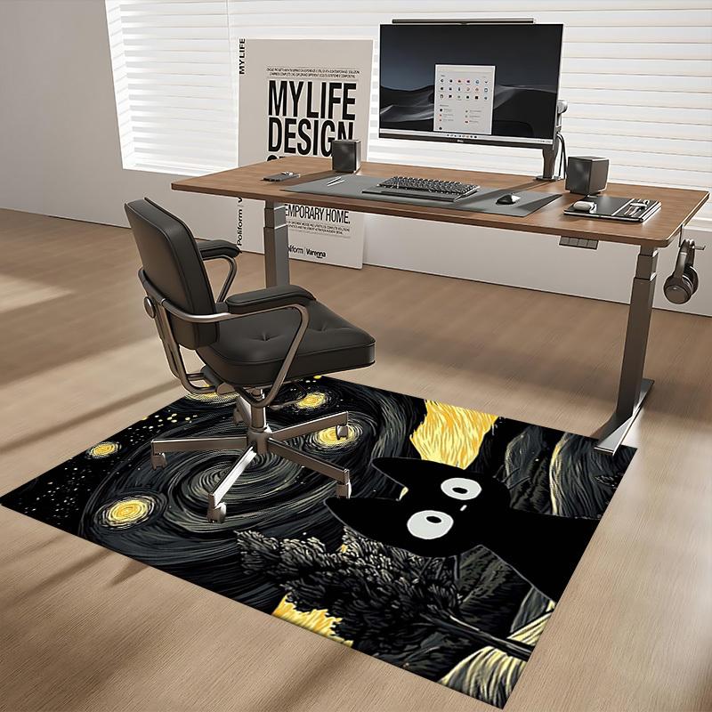 1pc Starry Night Cat Office Chair Mat - Non-Slip Carpet for Desk, Festive Gift Idea, Suitable for Home Decor, Living Room, Bedroom, Game Room.P082