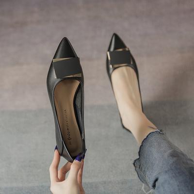 Кожаная плоская подошва для женской обуви Huizhou Su Yinyin, такие же остроносые одинарные туфли для женщин, новые весенние туфли Mary Jane для женщин