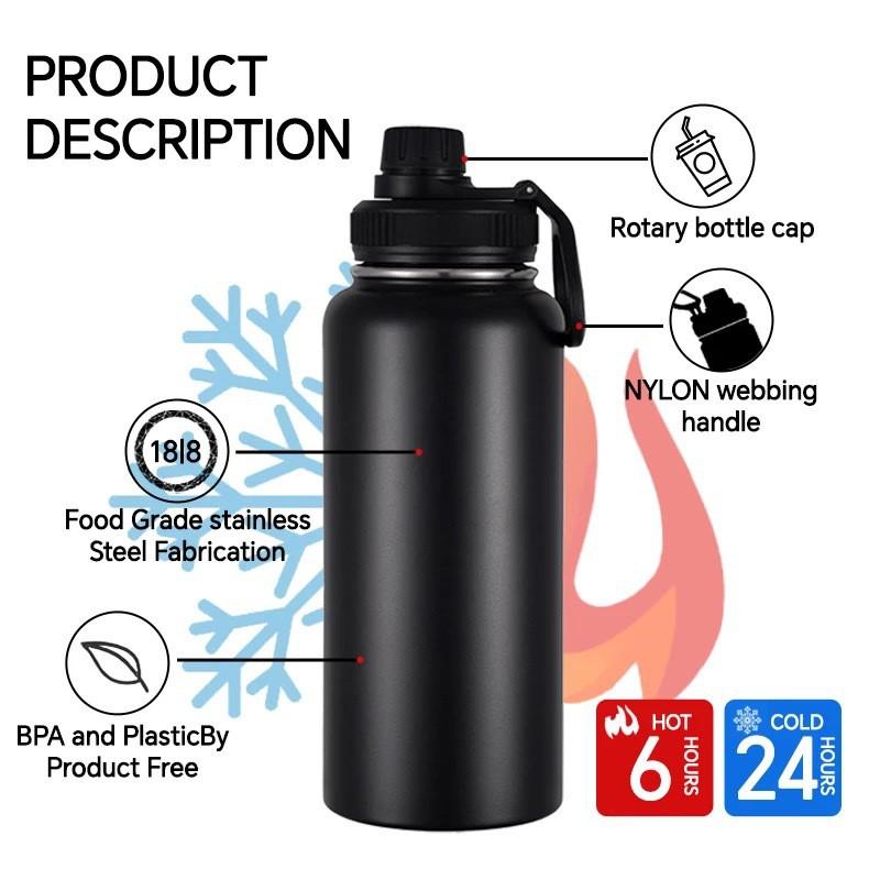 Stainless Steel Vacuum Insulated Travel Mug With Handle Large Capacity Portable Thermos Outdoor Sports