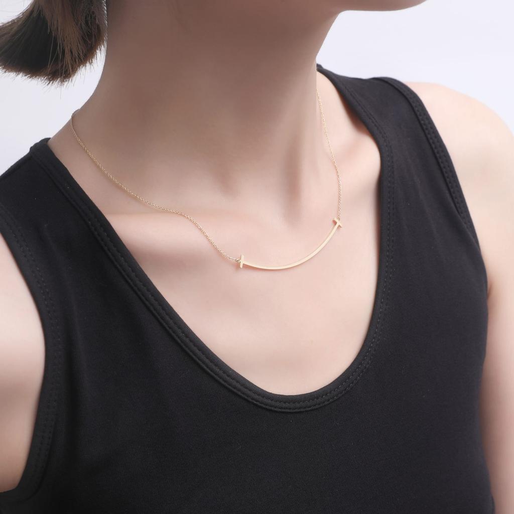TIFFANY & CO. T Smiley Face 18K Gold Necklaces Women's Gold 35189459,36201525,67513363