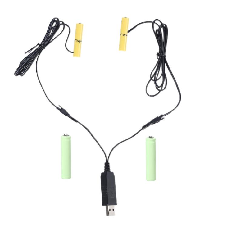 USB-адаптер-элиминатор 2-в-1 для батареек AAA для пульта ДУ телевизора, беспроводного телефона, часов