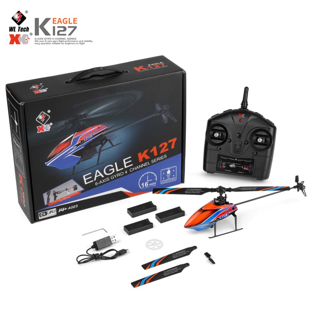 WLtoys XKS K127 RC Helicopter Remote Control Helicopter for Beginners 6-axis Gyro Single Blade RC