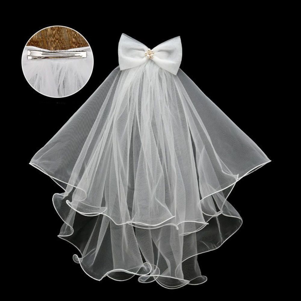 Flower Marry Veil Pearl Wedding Gauze Simple Bride Head Gauze Women