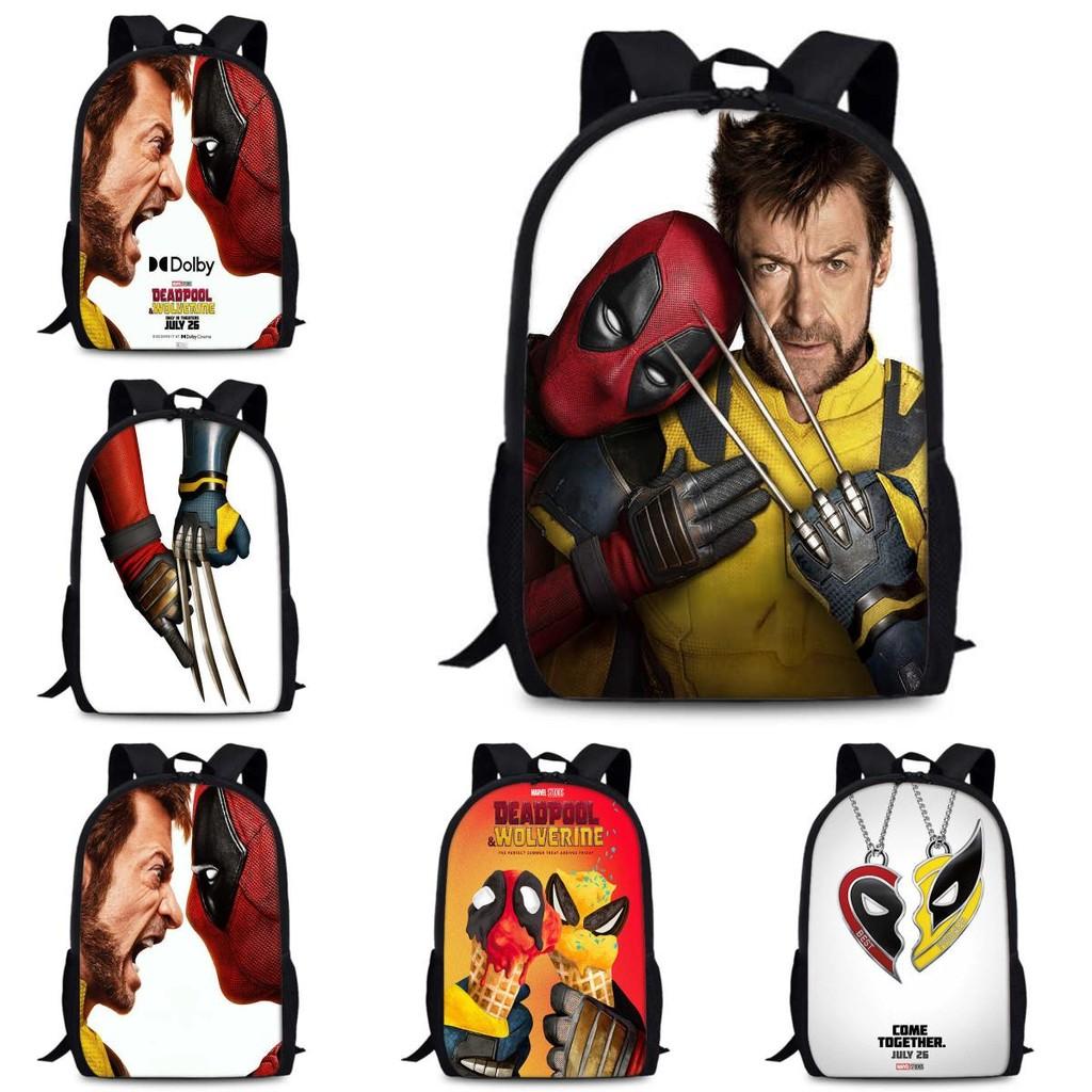 Deadpool And Wolverine Backpack Durable Oxford Fabric 15-inch Student Bag