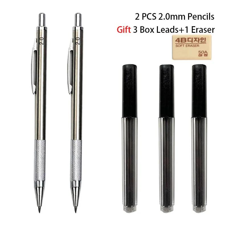 0.3 0.5 0.7 0.9 1.3 2.0 3.0mm Mechanical Pencil Full Metal Art Drawing Painting Automatic Pen Office School Supply Stationery