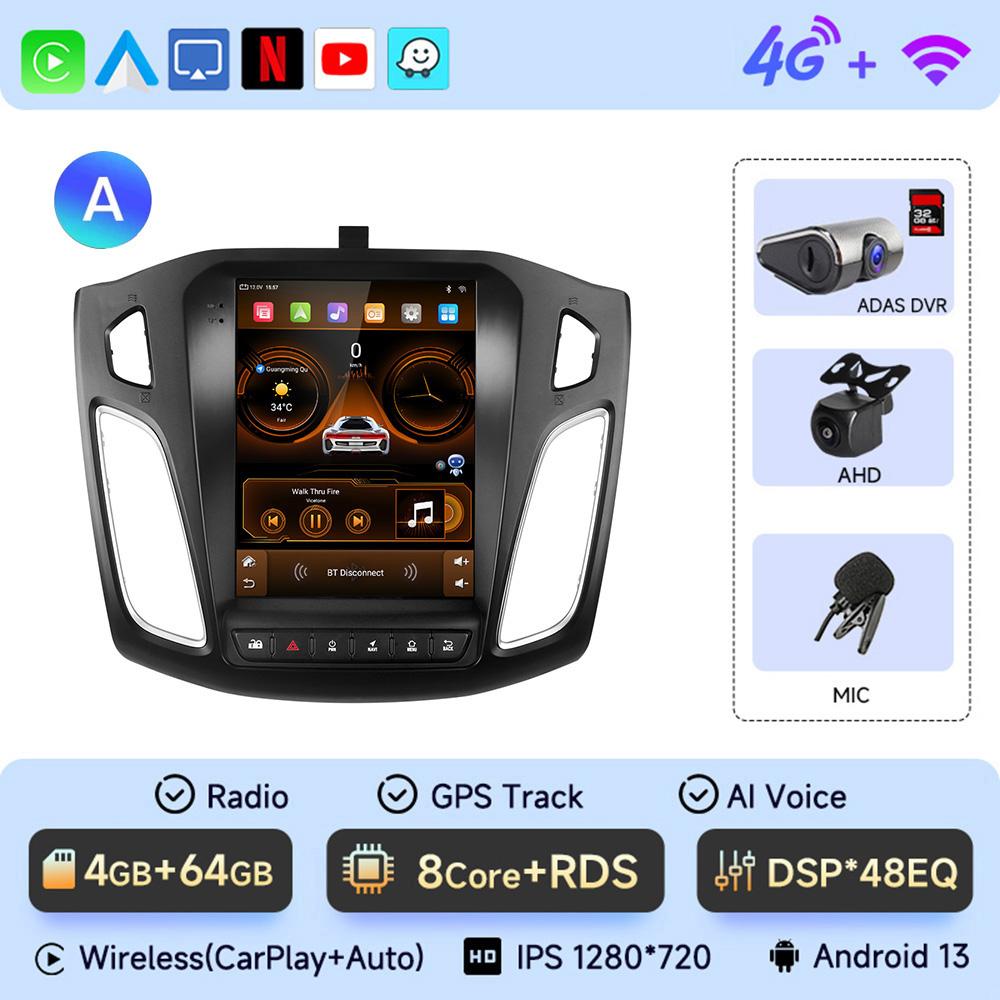 JIUYIN 2 Din 9.7" Android 13 Carplay Автомагнитола для Ford Focus 3 Mk 3 2011 2012 - 2019 Мультимедийный плеер 2Din GPS Автомагнитола DVD