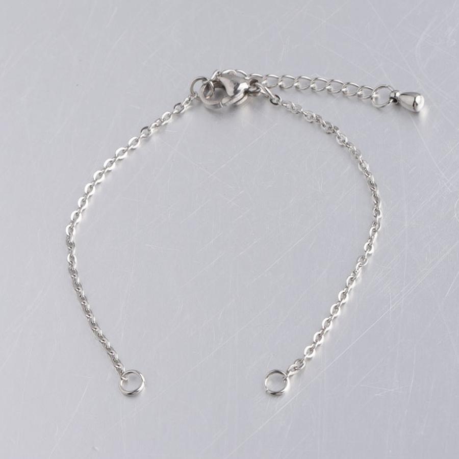 2pcs/5pcs Stainless Steel Bracelet Chains Jewelry Making Supplies Adjustable Cuban with Extension Chain Connectors Wholesale