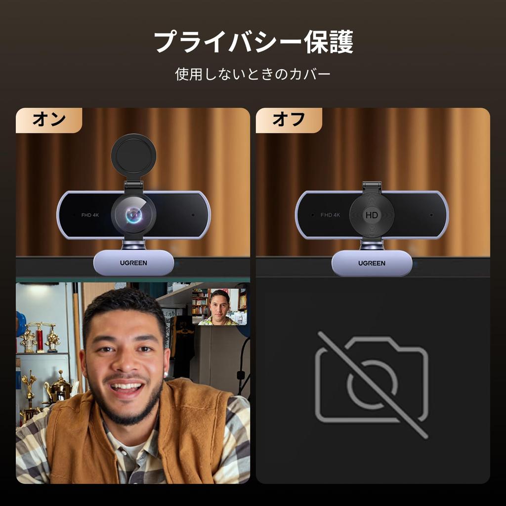 UGREEN FineCam Lite 4K Веб-камера для Ultra HD 1080P 60FPS Веб-камера с Privacy PDAF USB A USB C Штекером для для Удаленной работы и Совместима с Windows Mac и