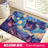 Van Gogh Starry Night Gengar Anime Art Print Soft Non-Slip Absorbent Indoor Home Bathroom Entryway Floor Doormat Rug Mat