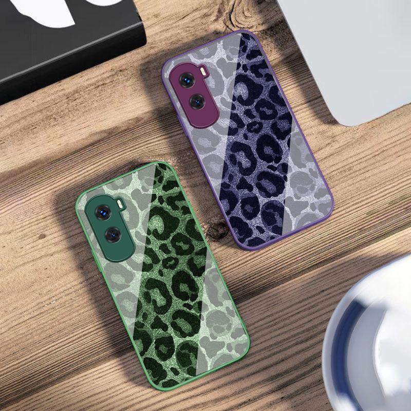 Серый Леопардовый Твил Для Honor 200 90 8X 9X Pro Lite P50 P40 Nova 10 11i P60 Magic4 6 Mate 20 50 Закаленное Стекло Чехол для Телефона