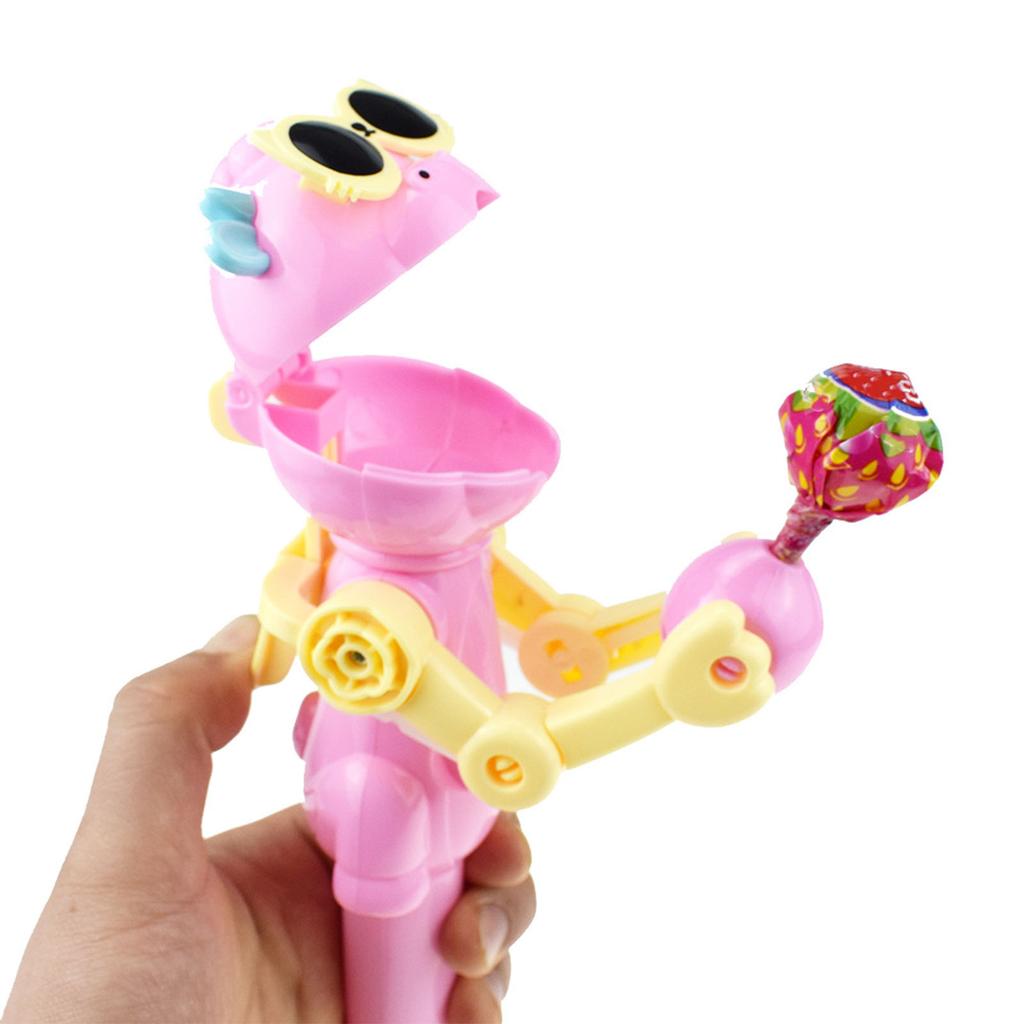21cm Lollipop Storage Case Cute Animal Shaped Funny Lollipop Robot Holder for Boys Girls Pink