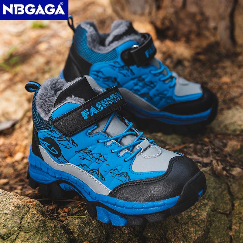 Зимние детские повседневные снежные ботильоны Нескользящая уличная обувь для альпинизма Модные детские водонепроницаемые теплые кроссовки