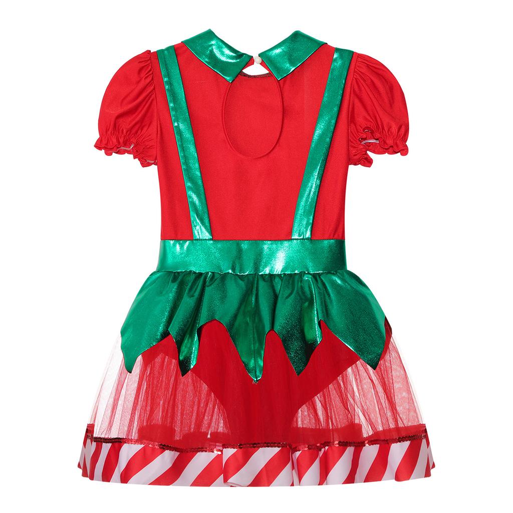 Дети Девочки Рождество Хэллоуин Рождество Новый год Костюм Балет Гимнастика Катание Платье Контрастный Цвет Сетка Трико Пачка Танцевальная Одежда