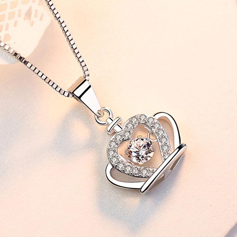 Crown s925 sterling silver necklace women's fashion smart beating pendant simple collarbone chain girlfriend birthday gift