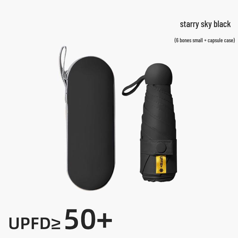 Компактный складной зонт с защитой от УФ-лучей и черной подкладкой