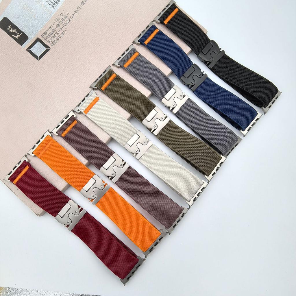 Нейлоновый ремешок для Apple Watch Ultra 2 Band 49 мм 45 мм 41 мм 44 мм 46 мм 42 мм 38 мм 40 мм плетеный эластичный браслет для IWatch Series 10 9 8 7 6 SE