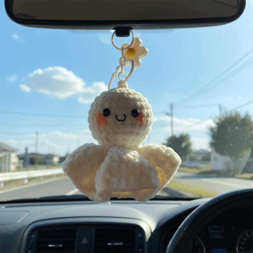 Crochet Design Keychain Plush Material Car Hanging Pendant Cartoon Ghost Doll Pendant For Girls