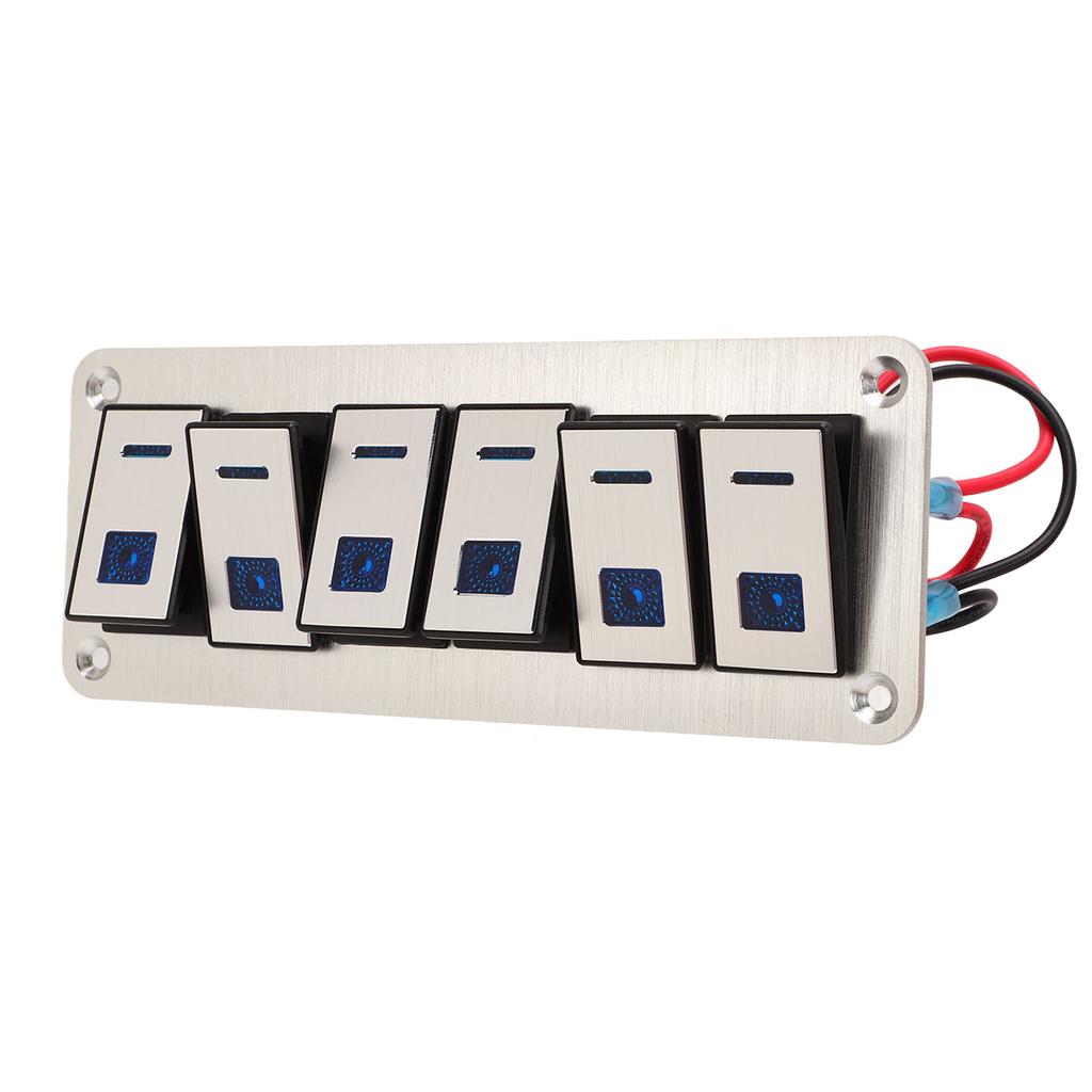 Панель кулисных переключателей на 6 клавиш 12 В 24 В синяя светодиодная водонепроницаемая SPST вкл/выкл предварительно подключенный переключатель для автомобиля лодки грузовика