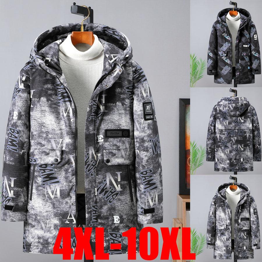 Пальто больших размеров, мужское толстое хлопковое пальто, зимнее пальто средней длины, хлопковая куртка большого размера, свободная утолщенная толстая мужская куртка 4XL-10XL