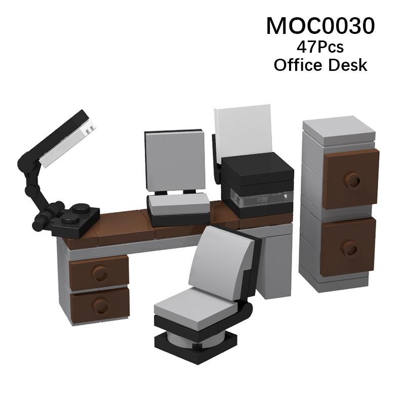 Город Фигурки Мебель Набор Игрушки Модель MOC Кирпичи Детская коляска Стол Диван Кровать Пианино Кухня Ванная Строительные блоки Подарок
