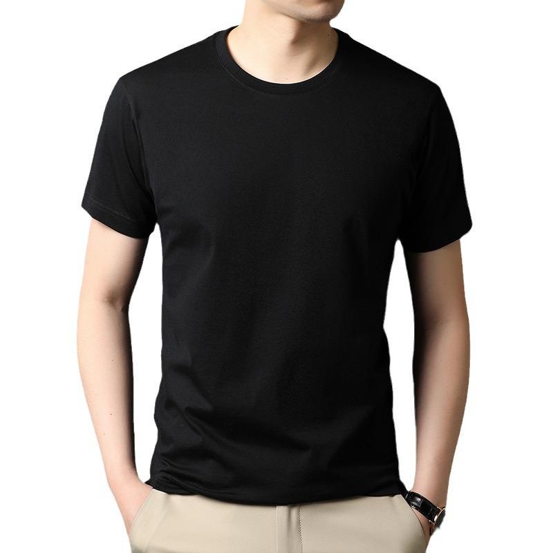 Summer New Solid Color Short-sleeved T-shirt for Young Men, Fashionable Cotton Thin Breathable Round-neck T-shirt
