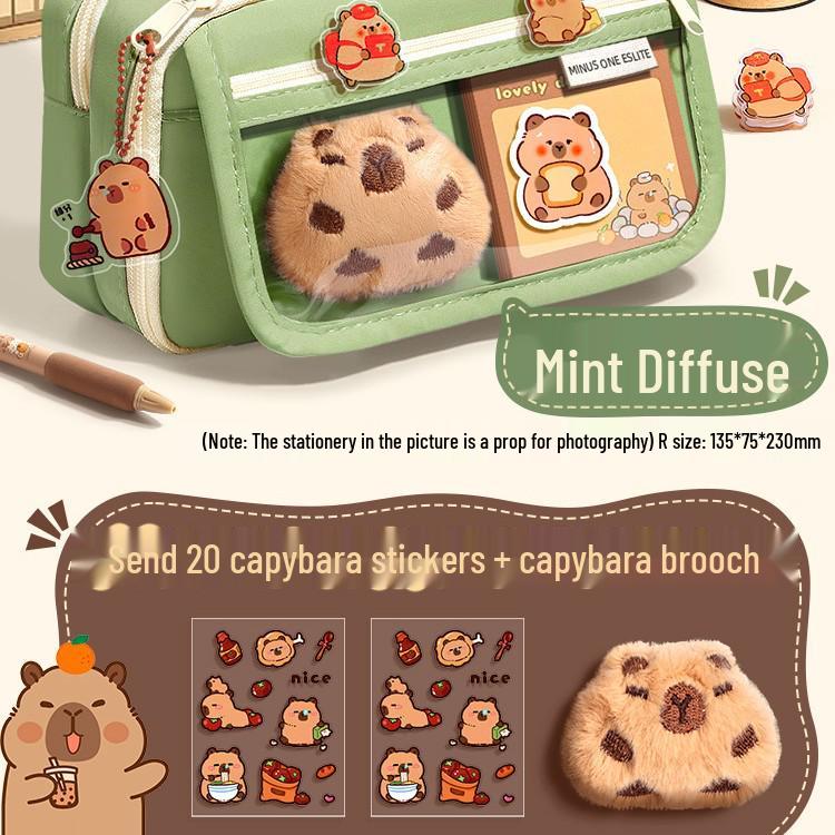 Капибара Прозрачный пенал большой вместимости, грязеотталкивающий, милый и стильный для учеников средней школы