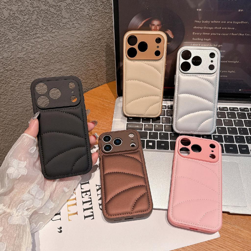 Чехол для iPhone 17 Pro Дизайн пуховика Покрытие из ПУ-кожи ТПУ Задняя крышка телефона