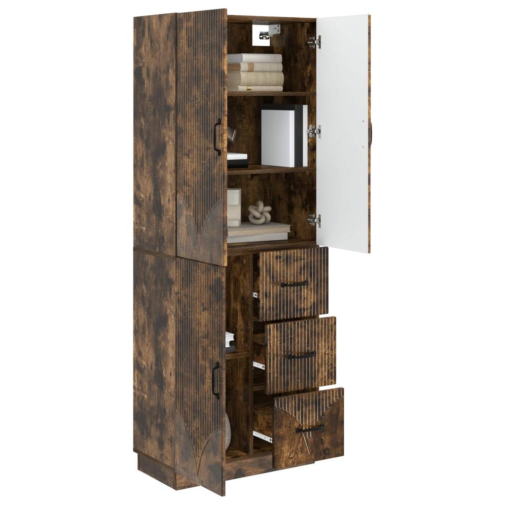 2 Piece Cabinet Set Smoked Oak Wood Based Material