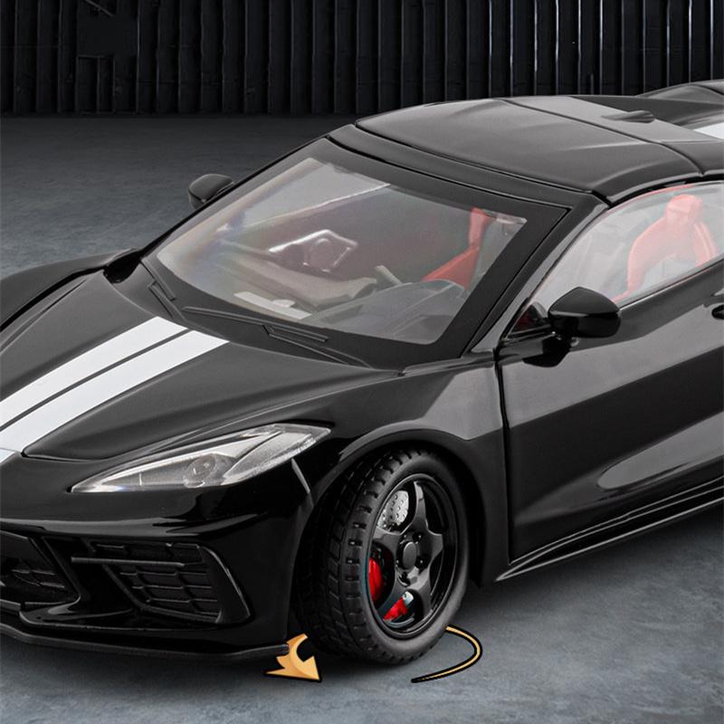 1:24 Corvette C8 R Сплав Спортивный Автомобиль Модель Литье под Давлением Металл Трековые Гонки Транспортные Средства Модель Автомобиля Симуляция Звука и Света Детская Игрушка Подарок