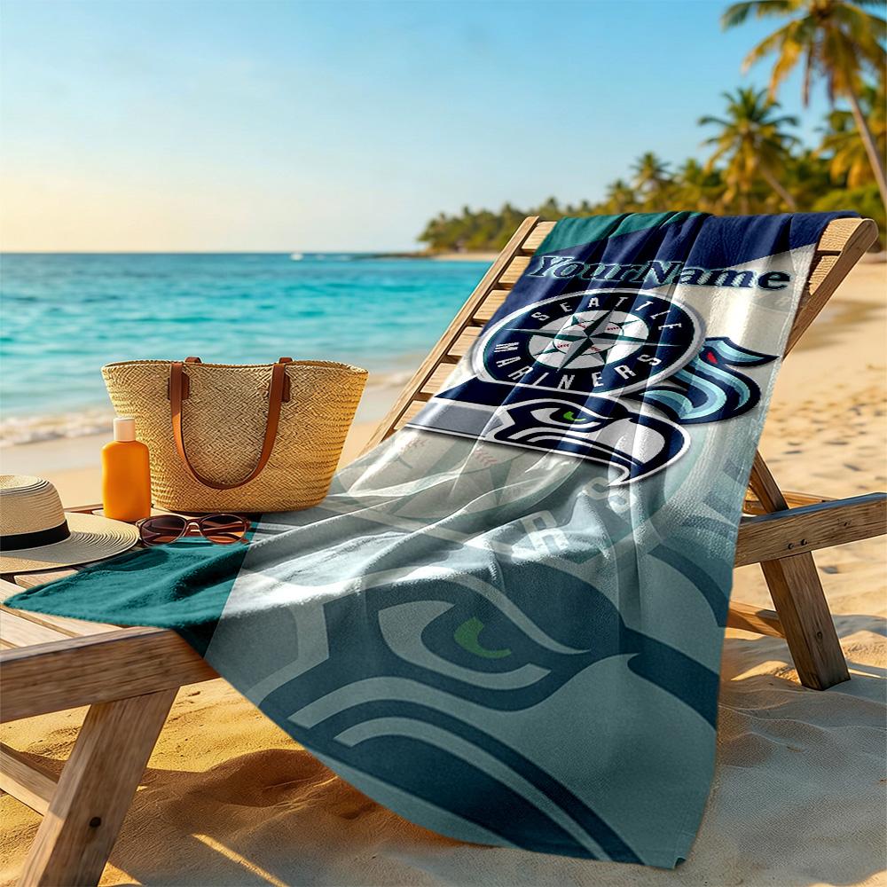 Seattle Seahawks Customize Your Name Beach Towel Quickdry Soft Microfiber Suitable For Sports Travel Swimming Yoga Bathroom Beach And Pool