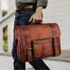 Customized Real Leather Laptop Briefcase, Leather Shoulder Messenger Bag, Brown Genuine Leather Bag, Leather Cross Body Bag