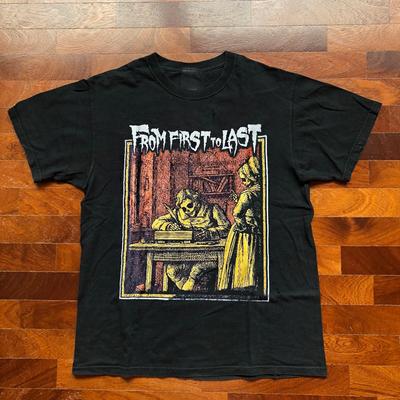 Винтажная Черная Хлопковая Футболка С Коротким Рукавом From First To Last Band Все Размеры Унисекс
