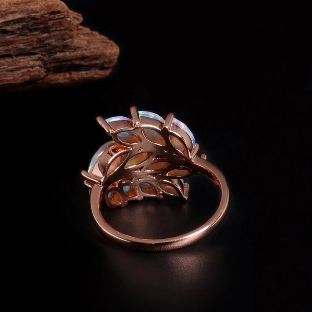 Роскошное светлое кольцо с натуральным опалом из розового золота 925 пробы, камень, родившийся в октябре, из серебра, ювелирные украшения, подарок на годовщину и свадьбу для женщин