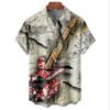 Summer Hawaiian Shirts For Men 3d Vintage Music Rocker Guitar Print Beach Shirt Short Sleeve Tees Tops Harajuku Ropa Hombre 5XL